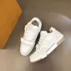 Högkvalitativ lyxdesignerskor män casual sko fluorescerande gul och vit kalvskinn sneakers kmkjkmj000002