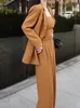 Kvinnors kostymer blazrar formella eleganta avslappnade kvinnor Två stycken Set Office Slim Business Loose byxor passar kvinnliga mode vintage blazer pantsuits 230321