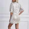 Robes décontractées Été Femmes Sexy Robe À Paillettes À Manches Courtes Paillettes Lâche Une Ligne Robe Femme Élégante Sparking Party Club Robe Robes 230321