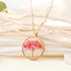 S3530 Retro transparent harts naturliga torkade blommor hänge halsband diy droppande lim eviga blomma choker halsband