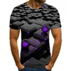 Men's T Shirts Fun Art T-shirt Print Color 3d Men Check Summer Short Sleeve