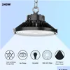 High Bay DLC 110V Luz LED reduzida 100W 150W 200W 240W UFO 5000K 36000LM IP65 Mineração de alumínio de inundação de alumínio Lampo lampada Highbay Drop Delivery Li dhf5q