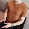 Herr t-shirts sommar andas isilk kort ärm tee skjorta homme mode rund krage smal fit casual t skjortor män kläder försäljning 230321