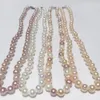 Beaded Necklaces Natural Freshwater Cultured Pearl Thread Pearl 78MM White Pink Purple Multicolor Necklace 925 sterling silver clasp 230320