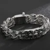 Charm Bracelets Man Bracelet Homme 12MM Wide Stainless Steel Curb Chain Charm Bracelets Hand Bands for Men Vintage Mens Jewellery Accessories 230320