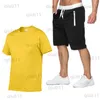 Herrspåriga toppkvalitet Mens Summer Tracksuit Home Set T Shirt Short Pants Men Casual Two Piece Outfits Tee Shirts Shorts 12 Färger T230321