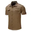 Mäns casual skjortor Mens Tactical Shirts Summer Work Cargo Shirts snabba torra casual skjortor utomhus armé militära skjortor kort ärm topp man kläder 230321
