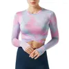 Kvinnors T-skjortor Tie-Dye Long Sleeve Yoga Sport Top Fitness Gym Sports Wear för kvinnor Mjuka löpning fulla kläder