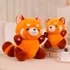 Doldurulmuş anime figür bebek döndü kırmızı panda bebek kabarık saç kırmızı rakun hayvanlar sarılmak yastık atma çocuklar Noel hediyeleri