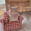 Decorative Objects Figurines Cute Pink Pig Ornaments Kawaii PVC Animal Toys Desktop Mini Model Lovely Doll Simulation Figure Car Decor 230321