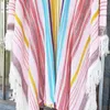 Women's Swimwear Beachwear Tunic For The Beach Sarongs Coverup Dresses Swimsuit Cover Tunics Knitted Color Vertical Stripes Fringed Skirt