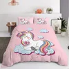 Bedding Sets Modern Lovely Princess Kids Set Set Twin Size Microfiber Cartoon Unicorn Swan Ballet Girl Print Duvet Capa com travesseiros 230321