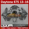 Mattschwarze Motorradverkleidungen für Daytona 675 675R 2013–2016 Karosserie 166Nr