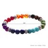 Bedelarmbanden heren dames 7 chakra gemengde steen genezing bid mala armband lava rock diy kralen sieraden balanceren