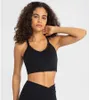 LU-342 samlade topp Sexig Cross Cut Back Sports BH High Stretch Nude Yoga Tank Top Running Fitness Gym Clothes Hot Sale