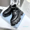 Black Leather Lace-up Shoes For Women Chunky Lug Sole Loafers Platform Lace Ups Lady Wedding Casual