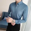 Men's Casual Shirts High Quality Solid Shirts for Men Clothing Korean Slim Fit Men Casual Shirts Long Sleeve Streetwear/Night Club/Prom Tuxedo 230321