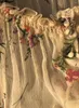 Damenblusen Damen-Blusenoberteil aus Seide mit Blumenmuster, Knopfleiste vorne und gerüschtem Ausschnitt, lange Ärmel
