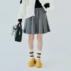 スカートImakokoniのオリジナルデザイングレーの弾性ウエストスカートカジュアル用途の多い快適なポケット女性用230321