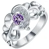 Wedding Rings Love Ring Paved CZ Zircon White Gold-color Purple Red Crystal 2023 Fashion Jewelry