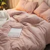 Bedding sets Grey Set Solid Color Flat Sheet Duvet Cover No Filling Pillowcase Bed Linens Polyester Twin Queen Size Home Textile 230321