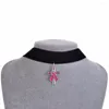 Tour de cou PBR107 sensibilisation au cancer du sein émail ruban rose croix amour/espoir/foi pendentif noir velours flanelle tissu collier