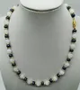 Chains Fine 8mm White Jade Round Beads &7-8mm Black Freshwater Cultured Pearl Necklace 18" Ladies Jewelry Gift