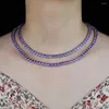 Choker 2023 Luxus 5mm Rundschnitt Lila Cz Gepflasterte Frauen Halskette Mit Silber Farbe Überzogen Hip Hop Schmuck Großhandel
