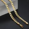 Chains 5mm Mens Womens Necklace Chain Cut Flat Curb Cuban Link 585 Rose Yellow Gold Color GNM89