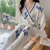 Pigiama da donna Kimono in garza di cotone da donna Set pigiama a maniche lunghe Pantalone morbido per la casa Stampa Pigiama morbido Pigiama da donna Set pigiama 230321