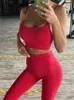 Kadın Tankları Kadın Seksi Yoga Tek Parça Set Yaz Dairiz Spor Sütun Mahsul Üst Moda Gym Fitness Egzersiz Düz Renk Şortları Uzun Pantolon