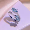 2023 Nuovi orecchini a contropiede a trifoglio geometrio Orecchini da donna Bling Blue Diamond Crystal Crystal Piece Orecchi di lussuoso Orecchi Collane