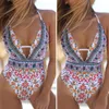 Dames jumpsuits romprers Amerikaanse vrouwen backless sexy bohemian onepiece solide retro driehoek zwempak badkleding 230321