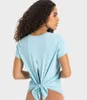 lu-359 Dos Cravate Papillon Sangle Dessus De Yoga À Manches Courtes Mode respectueux de La Peau Séchage Rapide Respirant Sport Top De Fitness Femmes