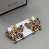 New designed women letter earings brass 18K gold colorful butterfly full diamonds pendant ear studs ladies weddings parts gifts Designer Jewelry GE-0198