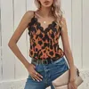 Kvinnors T-skjortor kvinnor Vest Sexig ärmlös Leopard Print Lace Sling Tops 2023 Summer Camisole för festsemester Dating Travel S-XL