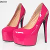 Olomm New Women Spring Pumps Patent Sexiga stilett klackar runt tå underbar fuchsia lila nattklubbskor damer USA storlek 5-20