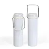 US warehouse Sublimation Skinny Tumblers with lamp lid carrying handle tem-display blank white Stainless steel outdoor camping tumbler coffee cup water bottle