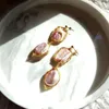Brincos de garanhão liiji exclusivo rosa roxo barraco pérola de água doce geométrica de prata esterlina jóias artesanais de luxo