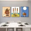 Nordic Happy Family Cartoon Living Room Decorative Painting Triptych Modern Simple Fresco Sofa Background Wall Painting Hanging Picture