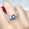 Cluster Rings LeeChee Natural Topaz Ring 6 8MM London Blue Fine Jewelry For Women Wedding Engagement Gift Real 925 Sterling Silver