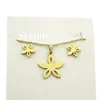 Halskette Ohrringe Set 1 Blume Edelstahl Schmuck Charms 5 Blütenblätter Sterne Schmuck Frauen Kinder Mädchen Liebe Geschenke