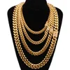 6 mm/18 mm/10 mmmiami Cuban Link Chains Cuba ketens 18k gouden kraan gesp roestvrij staal titanium stalen dichtheid roestvrijstalen heren goudketens