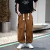 Herrenhose Baggy Cargo lose Männer Hosen Freizeit Safari Yamamoto Streetwear Biker Moto Baumwolltaschen Zeichnen Sie String Harem