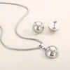 Women heart-shaped jewelry sets of earring and round circle pendant chains necklace set birthday gift267Z