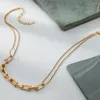 Chains 2023 18K Gold Plated Stainless Steel Necklaces Trend Fashion Natural Stone Necklace For Women Ladies Temperament Clavicle