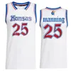 Kansas Jayhawks Basketball College 25 Danny Manning Jersey Wilt Chamberlain 13 Paul Pierce 34 Andrew Wiggins 22 Joel Embiid 21 4 Sherron Collins Chemise à coudre NCAA