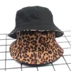 Leopard reversibel kvinnlig hink hatt hiphop tryckt kvinnor mössa utomhusfiske lady panama casual kvinnlig solhat hcs231
