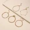 Bracelets de charme 5 pièces/ensemble 2023 tendance cristal plaquette chaîne bracelet pour femmes punk épissage perle sur la main cadeau bijoux accessoires féminins