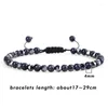 Bracciale con perline di ematite per uomini e donne, regolabile, 4 mm, bracciali in pietra lavica naturale, amici, preghiera, yoga, gioielli di moda, regalo